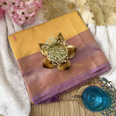 Vriksham Yellow Chinnalampattu Saree Double Copper Border-VS4725