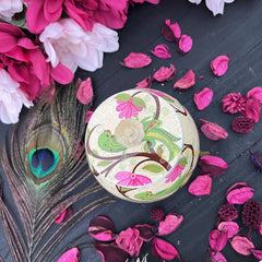 Vriksham Peacock Floral Designs Metal Pichwai Jar-RG256