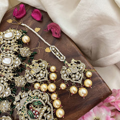 Statement Victorian Diamond Choker-Green & Red Beads-Pearls-VV1784