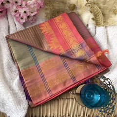 Vriksham Light Pink Shade Chinnalampattu Saree Copper Border-VS4724