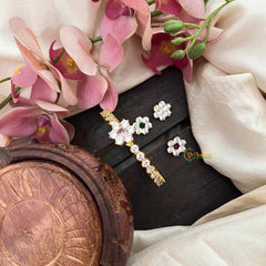 Vriksham Sparkling Cubic Zirconia Flower Interchangeable AD Stone Bangle and 3-Piece Floral-G21874