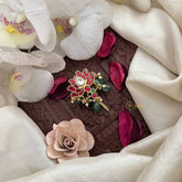 Vriksham Lotus Bloom Kundan Kundan Jadau Jada Billai-Red Green & White-Green Bead-J3826