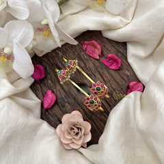 Vriksham Mini Lotus Kemp Stud & Ear Cuffs Bugadi With Pearls-G19993