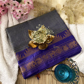 Vriksham Dark Grey Blue Shade Chinnalampattu Saree Copper Border-VS4723