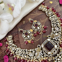 Red Victorian Diamond Short Neckpiece -VV554