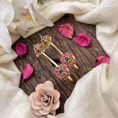 Vriksham Mini Lotus Kemp Stud & Ear Cuffs Bugadi With Pearls-G19993