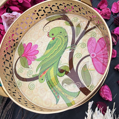 Vriksham Golden Pichwai Basket-Off White-Parrot Design-RG263