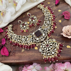 Red Victorian Diamond Short Neckpiece -VV554