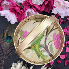 Vriksham Golden Pichwai Basket-Off White-Parrot Design-RG263