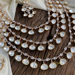 Gold look alike Mossanite Victorian Diamond Layered Neckpiece - White - VV1390