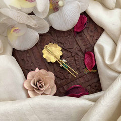 Vriksham Elegant Floral Kundan Kundan Jadau Jada Billai-Red Green & White-Green Bead-J3831