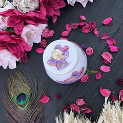 Vriksham Elephant Metal Pichwai Jar- White Purple-RG253