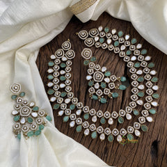 Precious 2 White & Aqua Green Layered Victorian Diamond - VV1355