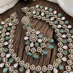 Precious 2 White & Aqua Green Layered Victorian Diamond - VV1355