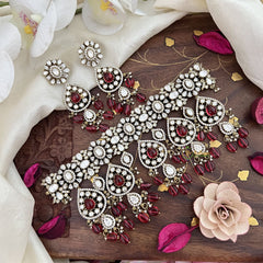 Stylish Red Victorian Diamond Choker-Red Beads-VV1860