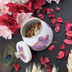 Vriksham Elephant Metal Pichwai Jar- White Purple-RG253