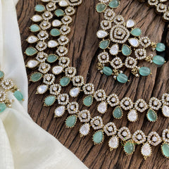 Precious 2 White & Aqua Green Layered Victorian Diamond - VV1355