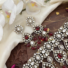 Stylish Red Victorian Diamond Choker-Red Beads-VV1860