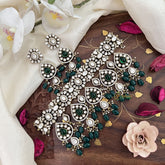 Stylish Green Victorian Diamond Choker-Green Beads-VV1880