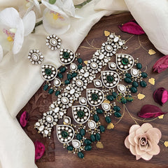 Stylish Green Victorian Diamond Choker-Green Beads-VV1880