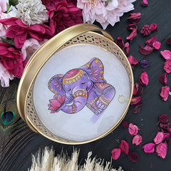 Vriksham Golden Pichwai Basket-White-Elephant Design-RG264