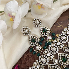 Stylish Green Victorian Diamond Choker-Green Beads-VV1880