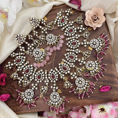 Light Pink Victorian Diamond Pendant Choker Short Neckpiece -VV875