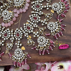 Light Pink Victorian Diamond Pendant Choker Short Neckpiece -VV875