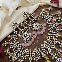 Light Pink Victorian Diamond Pendant Choker Short Neckpiece -VV875