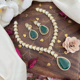 Trendy Green Victorian Diamond Neckpiece-Tilak-VV1827