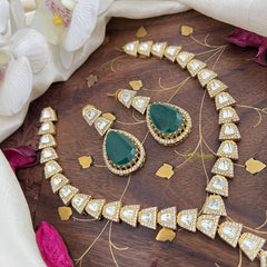 Trendy Green Victorian Diamond Neckpiece-Tilak-VV1827