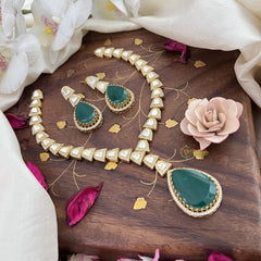 Trendy Green Victorian Diamond Neckpiece-Tilak-VV1827