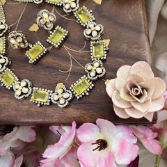 Elegant Yellow Victorian Diamond Neckpiece-VV1775