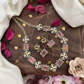 Elegant Pastel Pink Victorian Diamond Neckpiece-VV1777