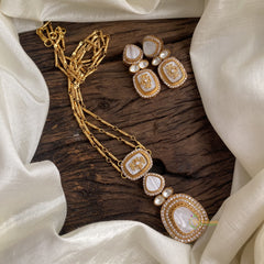 Pearl White Victorian Diamond Short Neckpiece - VV1329