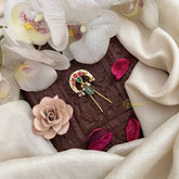 Vriksham Half Moon Kundan Kundan Jadau Jada Billai-Red Green & White-Pearls-J3830