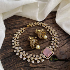 Pastel Pink Victorian Diamond High Neck Choker - VV1349