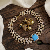 Blue Victorian Diamond High Neck Choker - VV1347