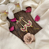 Vriksham Crescent Kundan Drop Kundan Jadau Stud & Ear Cuffs Bugadi-Red Green-G20003