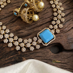 Blue Victorian Diamond High Neck Choker - VV1347