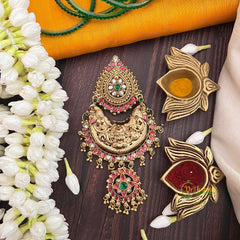 Lakshmi Kemp Chandbali 1 Gram Jad Billai-Gold Bead-Vriksham-G22582