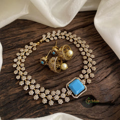 Blue Victorian Diamond High Neck Choker - VV1347