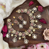 Stylish Floral Pastel Pink Victorian Diamond Neckpiece-VV1762