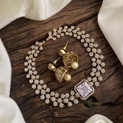 White Victorian Diamond High Neck Choker - VV1352