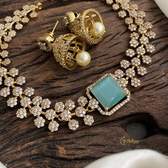 Green Victorian Diamond High Neck Choker - VV1353