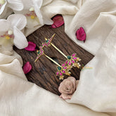 Vriksham Elegant Lotus Parrot Stud & Ear Cuffs Bugadi With Pearls-G19992