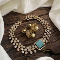 Green Victorian Diamond High Neck Choker - VV1353