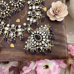 Premium Purple Victorian Diamond Neckpiece-VV1862