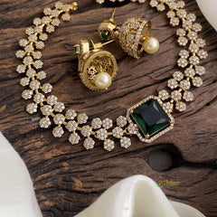 Dark Blue Victorian Diamond High Neck Choker - VV1350