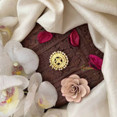 Vriksham Four Leaf Floral Kundan Jadau Jada Billai-White Red & Green-Pearls-J3845